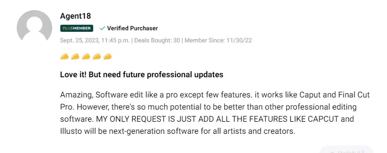 Positive user review for Illusto lifetime deal on AppSumo.