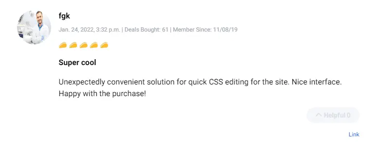 Positive user review highlighting Microthemer ease of use