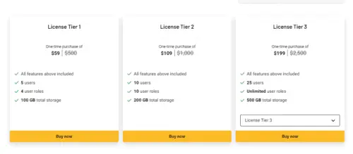 Pricing tiers and options for the Uspacy AppSumo lifetime deal