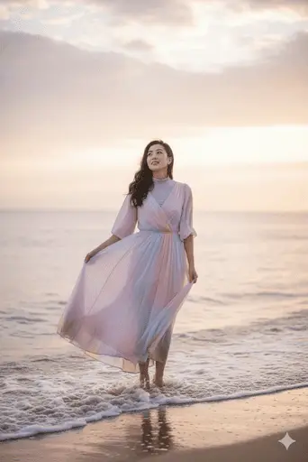 Romantic couple watching the sunrise over a calm blue ocean