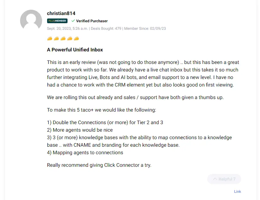 Satisfied customer sharing their experience with the lifetime offer
