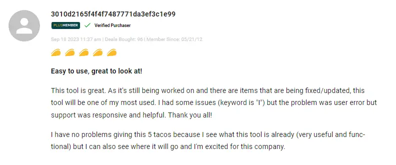 Second user review highlighting experiences with Vzy