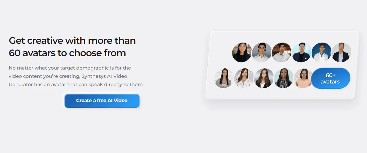 Selection of diverse AI spokespeople available for video creation