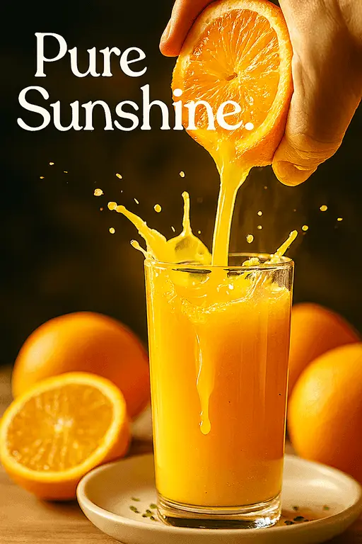Splash of fresh orange juice in a glass with citrus slices