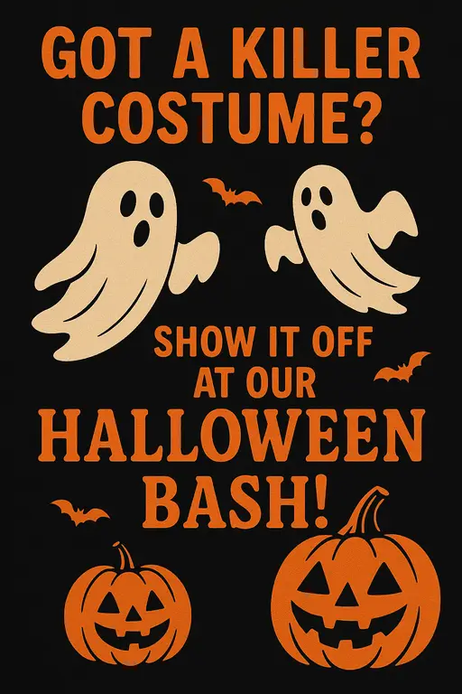 Spooky Halloween contest poster featuring pumpkins and dark eerie themes