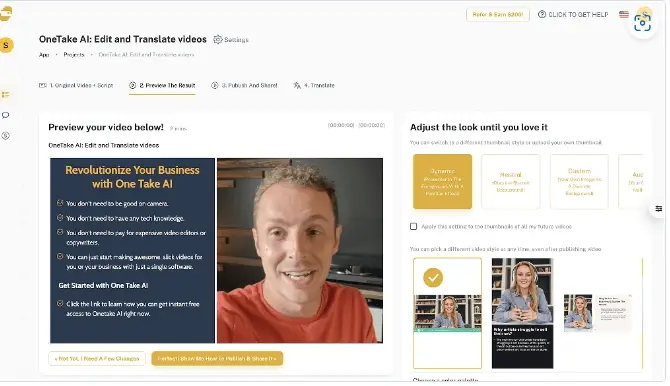 Step by step guide showing how OneTake AI simplifies video editing
