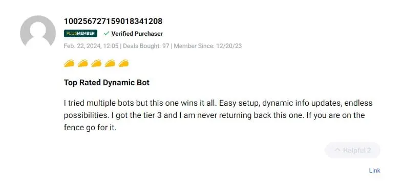 User feedback highlighting the benefits of using Botsheets for business