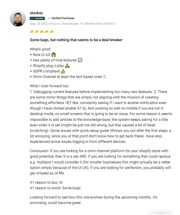 User review detailing time saved using the unified dashboard