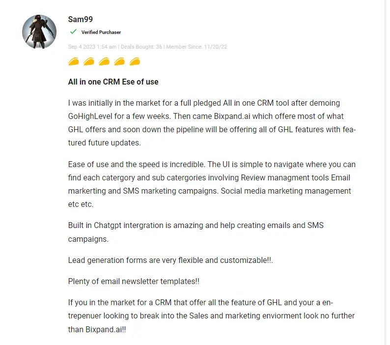 User testimonial highlighting the ease of marketing automation