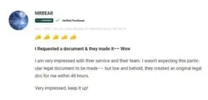 User testimonial praising the ease of creating business documents.