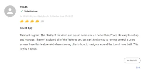 User testimonial praising the ease of use of the VivoMeetings platform