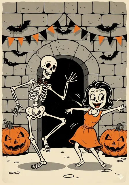 Vintage 1950s style Halloween party invitation design