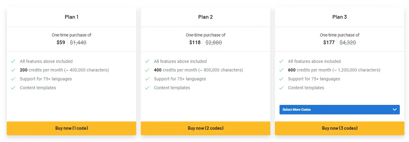 Writecream lifetime deal pricing options available on AppSumo.