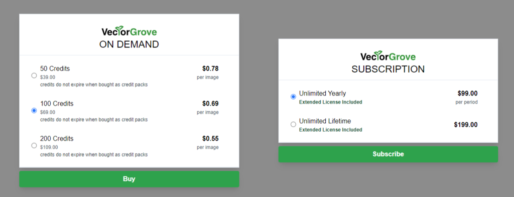 Pricing Plans Of VectorGrove Official