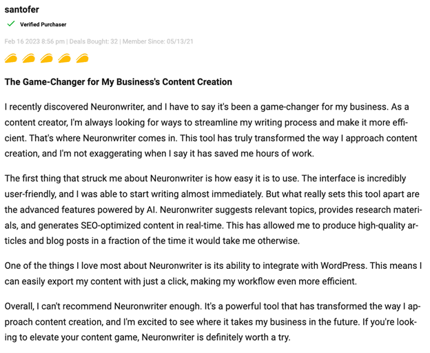 What Customers Think About NeuronWriter2