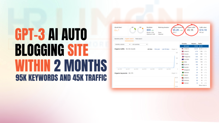 My GPT-3 AI Auto Blogging Site Within 2 Months – 95K Keywords and 45K Traffic According to Ahref